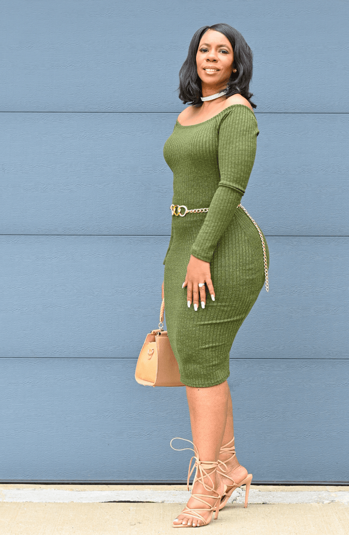 Natalia Ribbed Olive Green Sweater ...